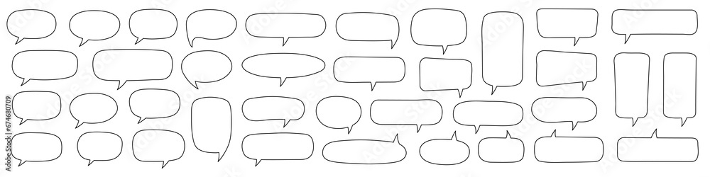 Speech bubble, speech balloon, chat bubble line art vector icon for apps and websites. Set of hand drawn speech bubbles. - obrazy, fototapety, plakaty 