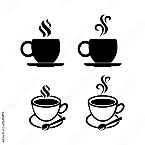 Cup of hot drink, mug of coffee, tea etc. Coffee cup with steam vector icon.