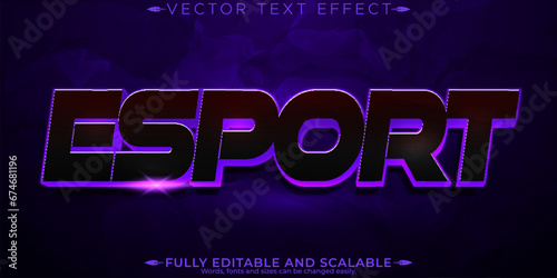 Gamer text effect, editable esport and neon text style