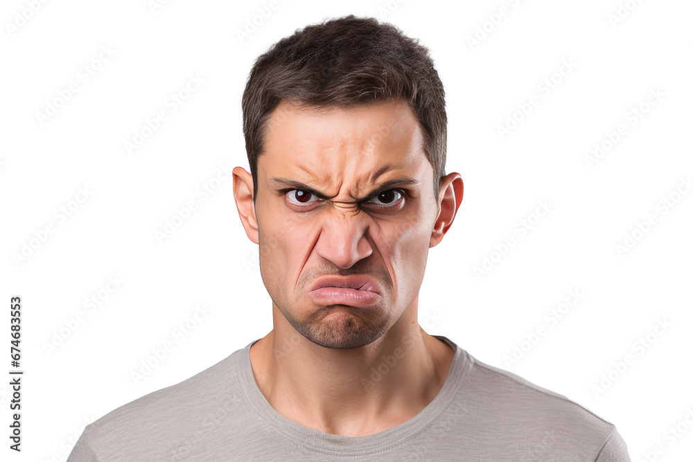 Studio portrait of upper half of a man showing facial expressions isolated on transparent png background. Human emotions, Face expressions. Studio portrait of upper half of a man showing facial expressions isolated on transparent png background. Human emotions, Face expressions.