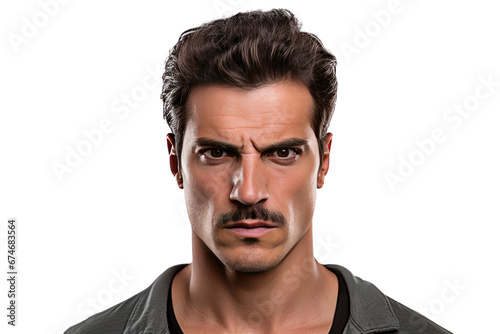 Studio portrait of upper half of a man showing facial expressions isolated on transparent png background. Human emotions, Face expressions. © somsuda
