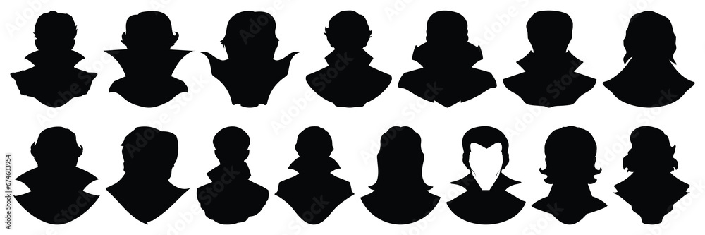 Wampire silhouettes set, large pack of vector silhouette design, isolated white background