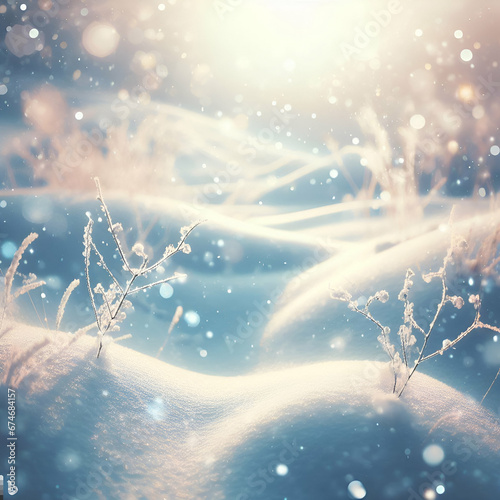 winter forest landscape with snow abstract background 