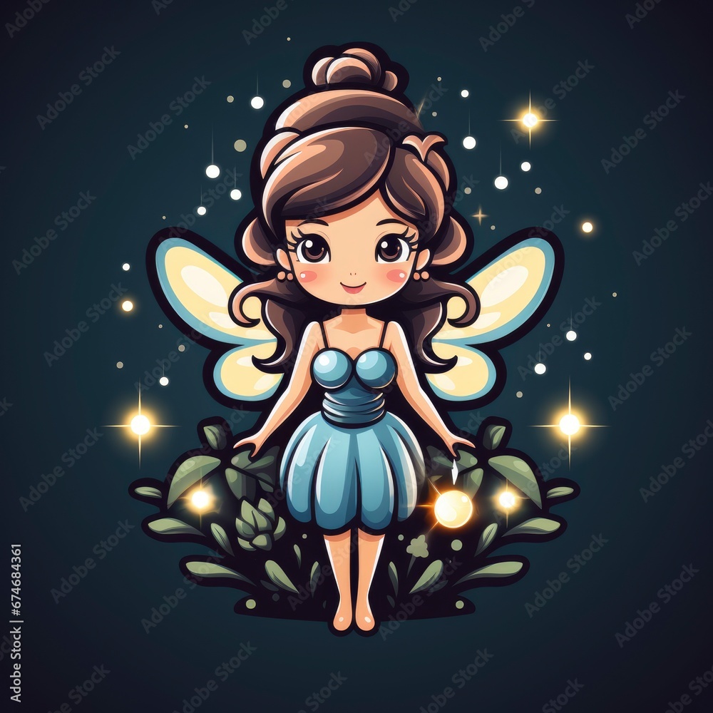 Cute Fairy Floating With Magic Wand , Cartoon Graphic Design, Background Hd For Designer