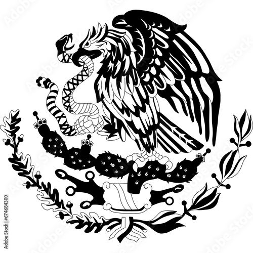 Mexican flag coat arms with eagle