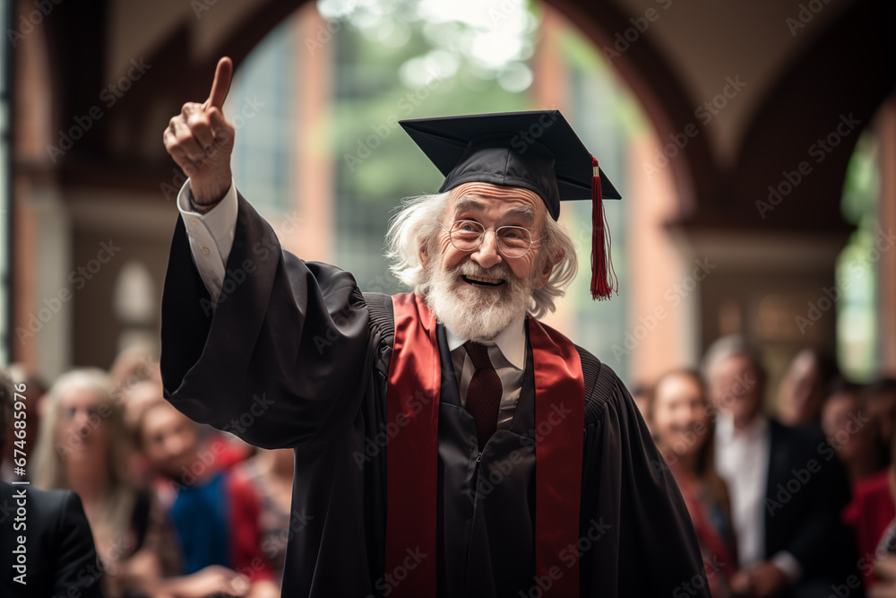 Fototapeta premium an elderly college graduate