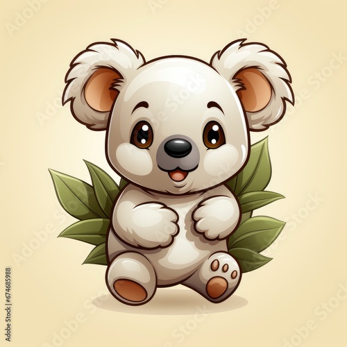 Cute Koala Running With Wood Tree , Cartoon Graphic Design, Background Hd For Designer