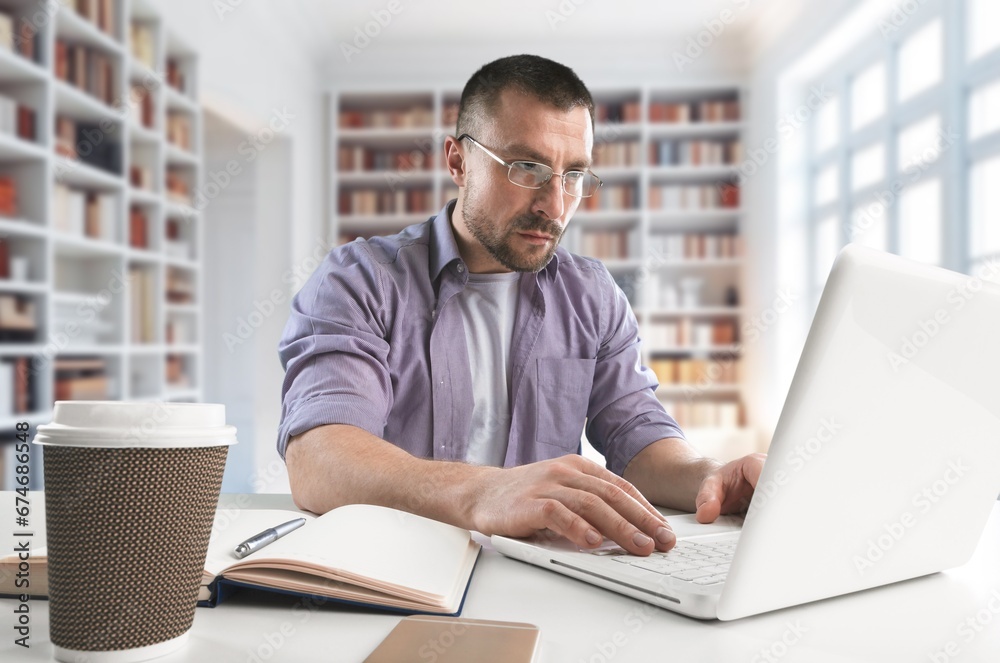 Young business manager work in modern office, AI generated image Young business manager work in modern office, AI generated image