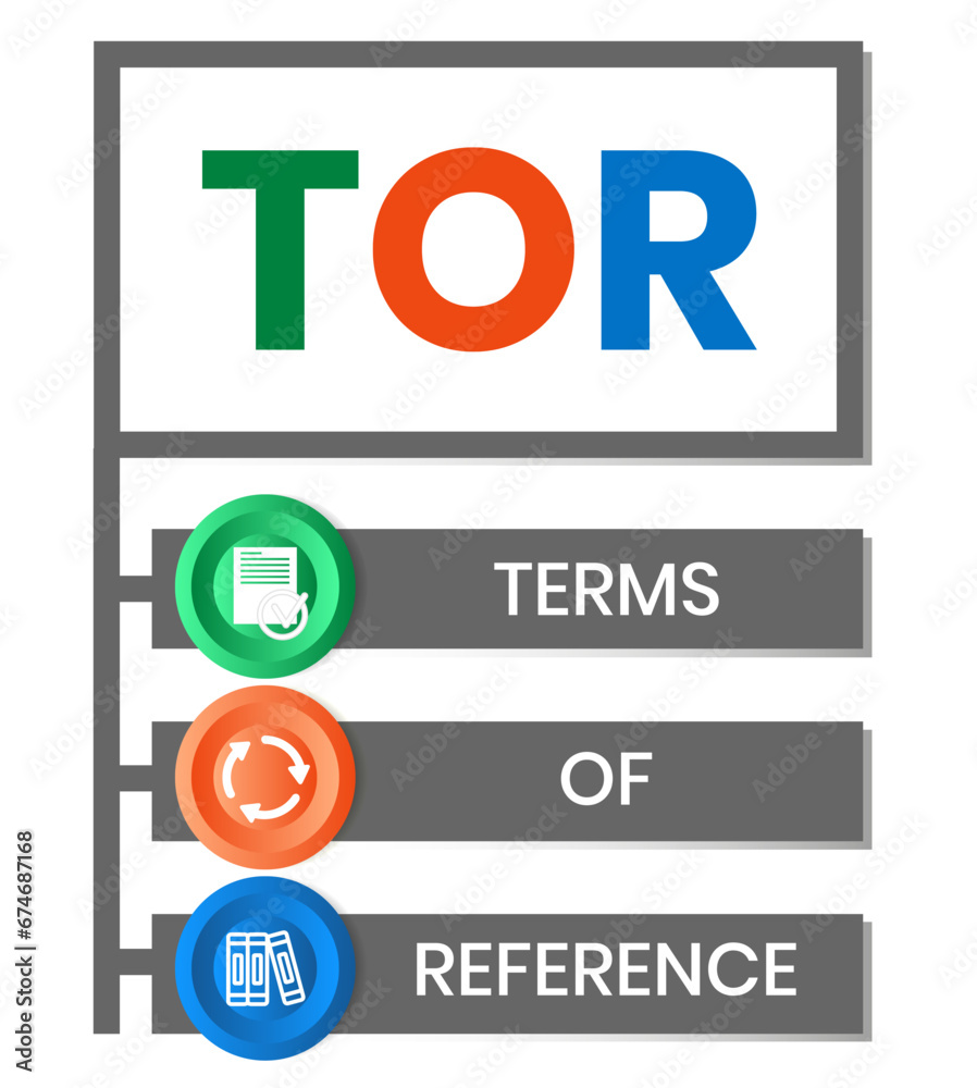 TOR - Term of Reference acronym business concept background. vector illustration concept with keywords and icons. lettering illustration with icons for web banner, flyer, landing page TOR - Term of Reference acronym business concept background. vector illustration concept with keywords and icons. lettering illustration with icons for web banner, flyer, landing page