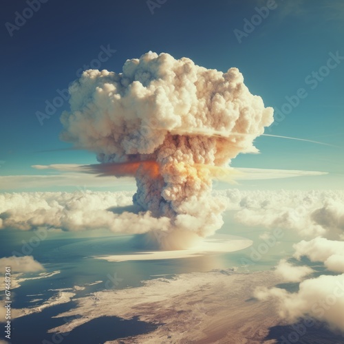 a large mushroom cloud in the sky