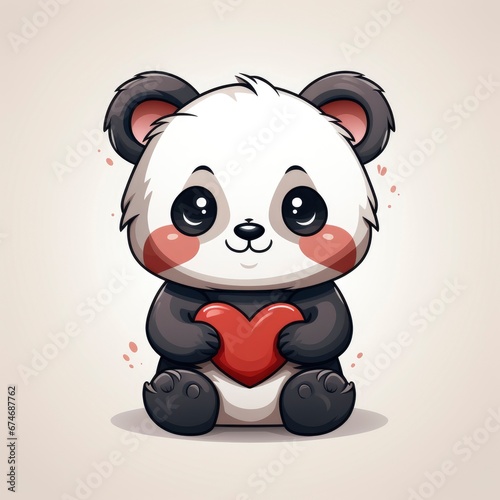 Cute Panda With Love Sign Hand   Cartoon Graphic Design  Background Hd For Designer