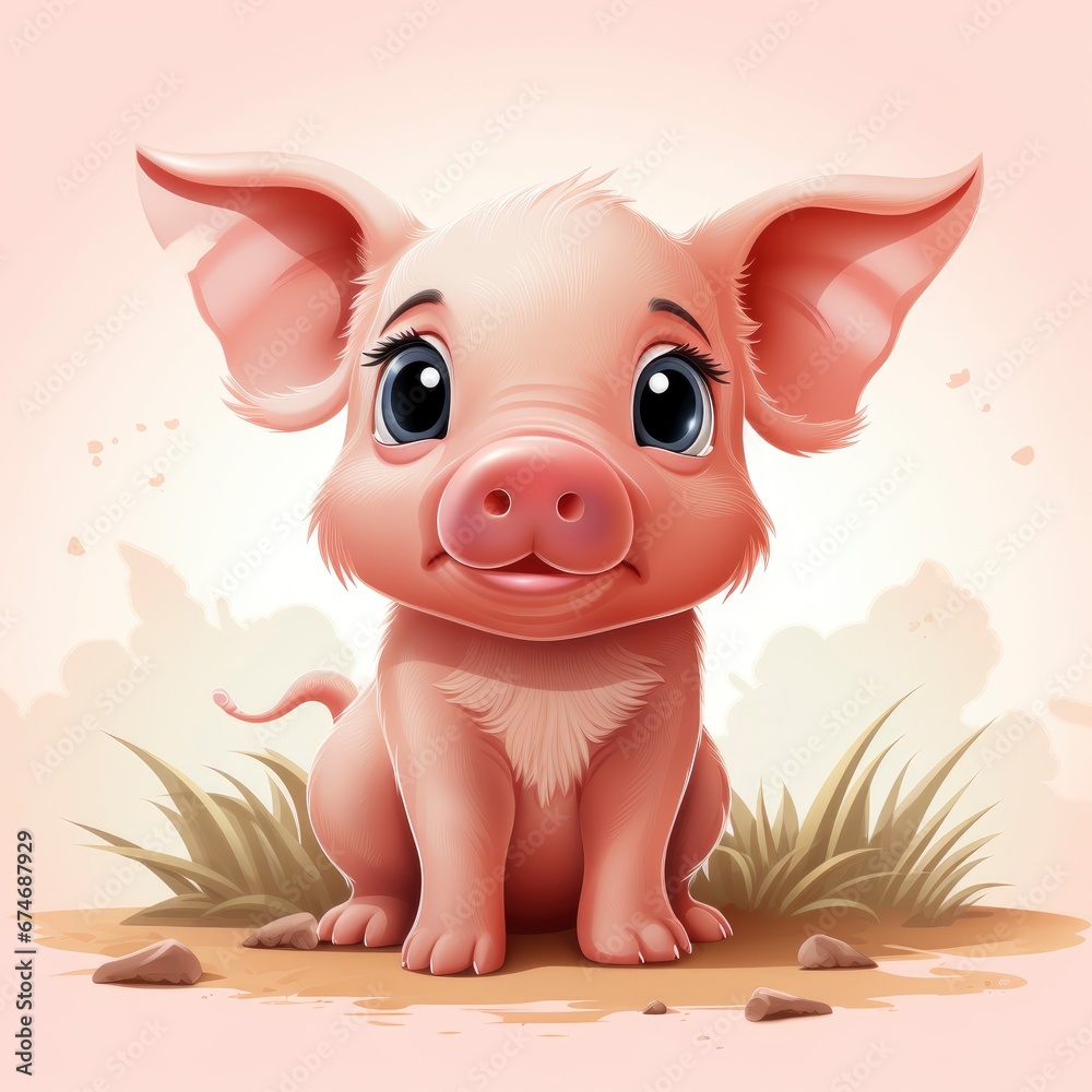 Cute Pig Confused , Cartoon Graphic Design, Background Hd For Designer