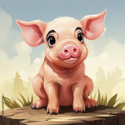 Cute Pig Confused   Cartoon Graphic Design  Background Hd For Designer