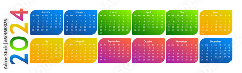 Calendar for 2024 isolated on a white background