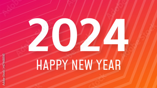 2024 Happy New Year on colorful background