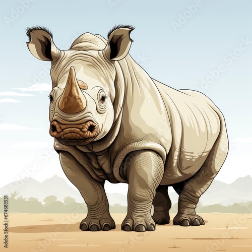 Cute Rhino Sitting   Cartoon Graphic Design  Background Hd For Designer