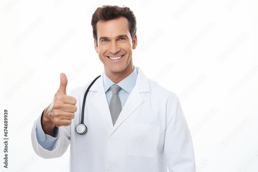 Professional Doctor Giving Thumbs Up for Approval Professional Doctor Giving Thumbs Up for Approval