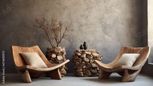unique hand crafted lounge chair made from tree trunks