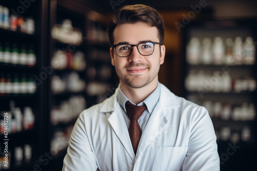 a male pharmacist in a pharmacy photo