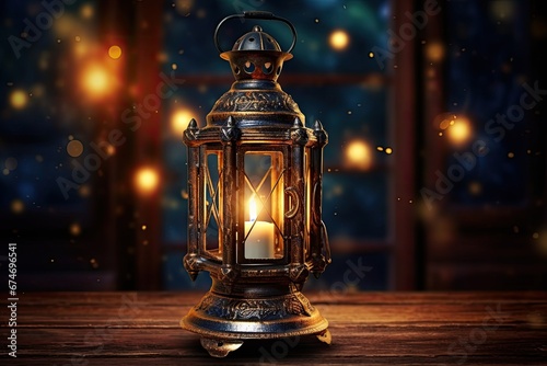 Christmas candle lantern with flame