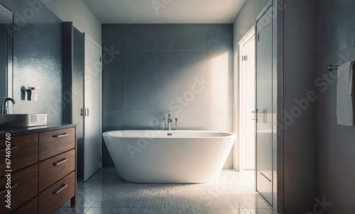 Bathtub in a modern bathroom 