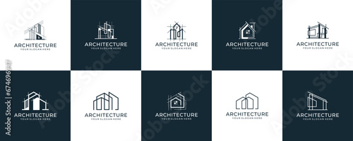 Collection of abstract architectural building construction logo designs photo
