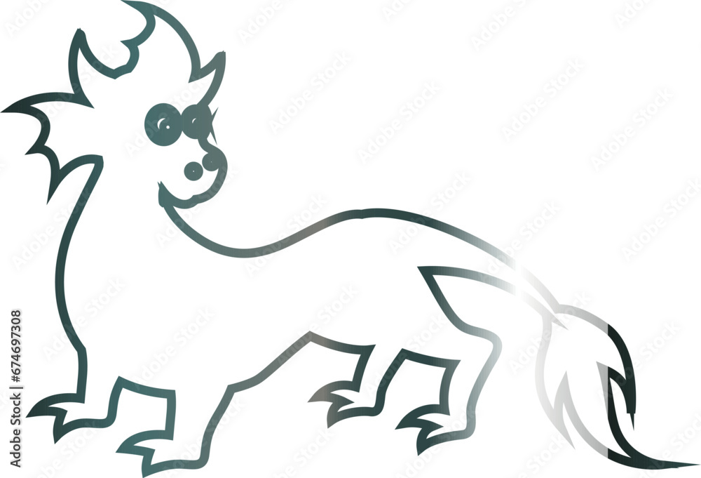 Dragon drawing gradient symbol for decoration and design. Dragon drawing gradient symbol for decoration and design.
