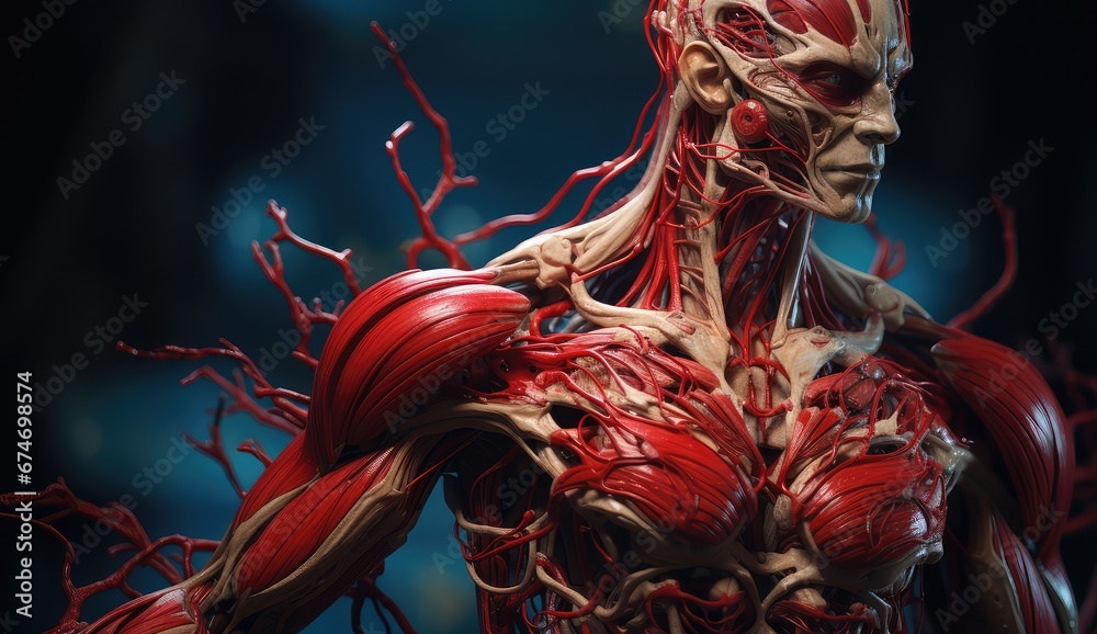 Anatomia i układ mięśniowy człowieka.  - obrazy, fototapety, plakaty 