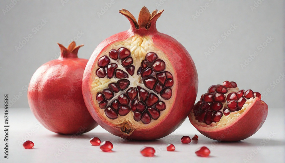 pomegranate fruit on white background pomegranate fruit on white background
