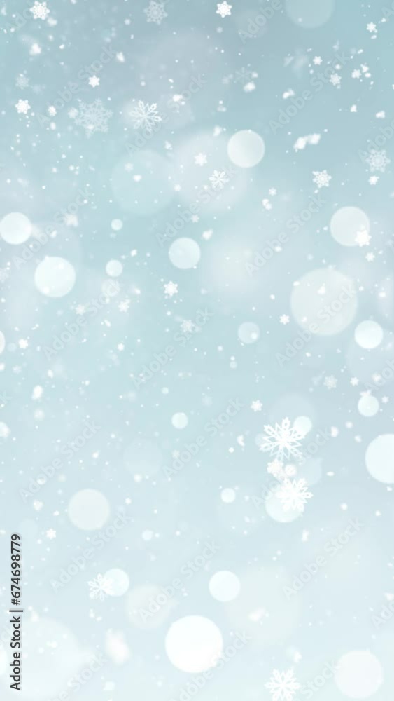 Mobile Vertical Resolution 1080x1920 Pixels, Elegant Christmas Snow and Snowflakes Background with Seamless Loop, Suitable for Christmas, New Year, Winter Promos Mobile Vertical Resolution 1080x1920 Pixels, Elegant Christmas Snow and Snowflakes Background with Seamless Loop, Suitable for Christmas, New Year, Winter Promos
