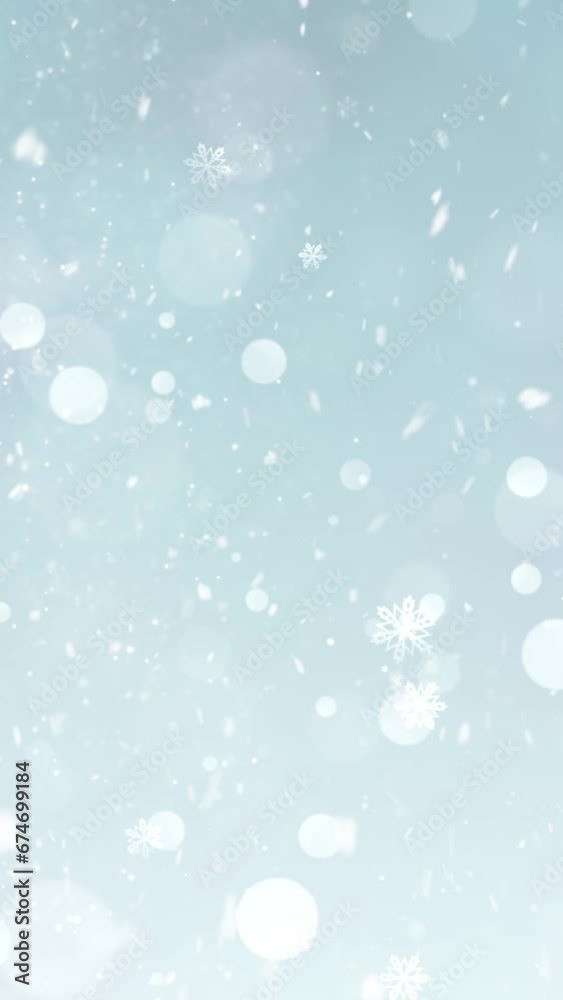 Mobile Vertical Resolution 1080x1920 Pixels, Elegant Christmas Snow and Snowflakes Background with Seamless Loop, Suitable for Christmas, New Year, Winter Promos Mobile Vertical Resolution 1080x1920 Pixels, Elegant Christmas Snow and Snowflakes Background with Seamless Loop, Suitable for Christmas, New Year, Winter Promos