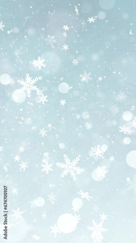 Mobile Vertical Resolution 1080x1920 Pixels, Elegant Christmas Snow and Snowflakes Background with Seamless Loop, Suitable for Christmas, New Year, Winter Promos Mobile Vertical Resolution 1080x1920 Pixels, Elegant Christmas Snow and Snowflakes Background with Seamless Loop, Suitable for Christmas, New Year, Winter Promos