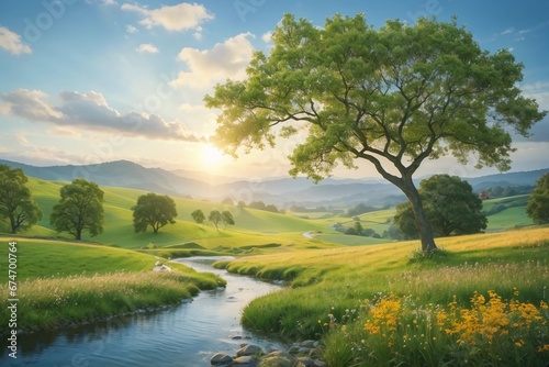 Tranquil Vistas: The Artistry of Countryside Serenity 4K wallpaper