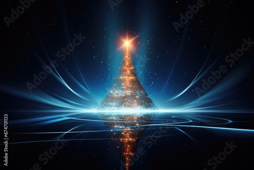 digital technical christmas tree glowing illustration photo