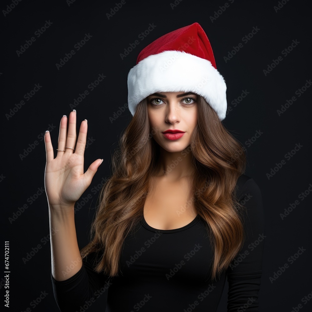 Santa hat woman offers for custom message Santa hat woman offers for custom message