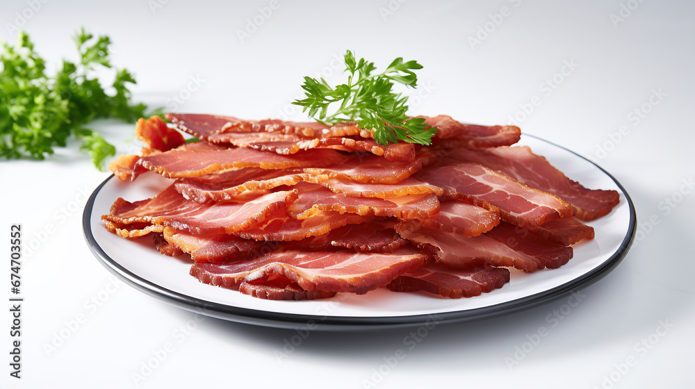 Turkey bacon cooked on a serving plate.