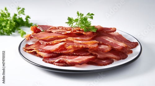 Turkey bacon cooked on a serving plate.