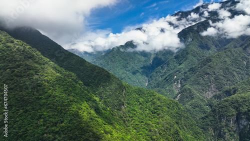 Clouds Among the Mountains in Taroko National Park in Hualien, Taiwan