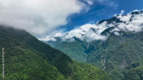 Clouds Among the Mountains in Taroko National Park in Hualien, Taiwan