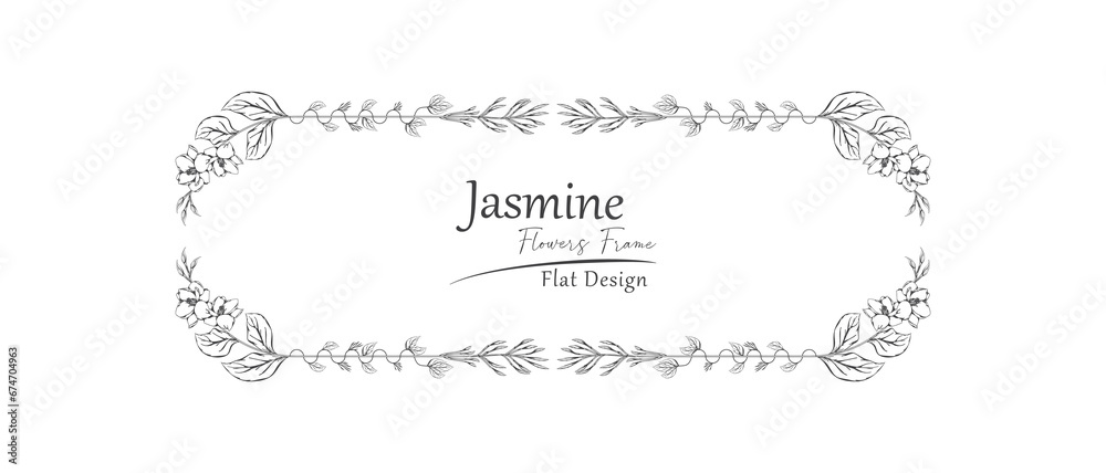 jasmine flower sketch frame.
rounded rectangle pattern. 