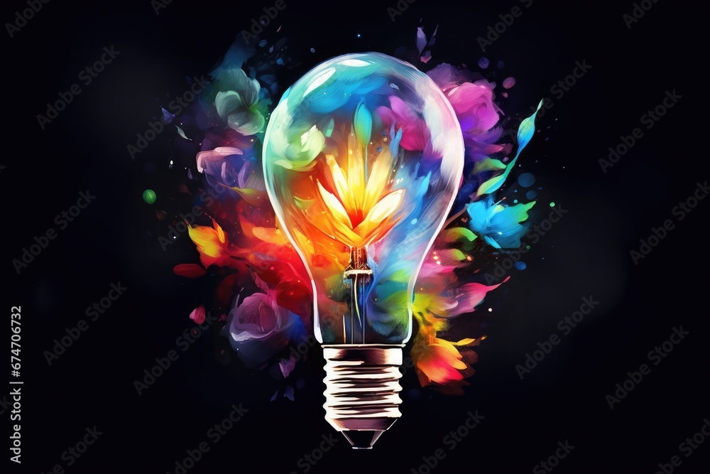 creative idea colorful bulb illustration - obrazy, fototapety, plakaty 