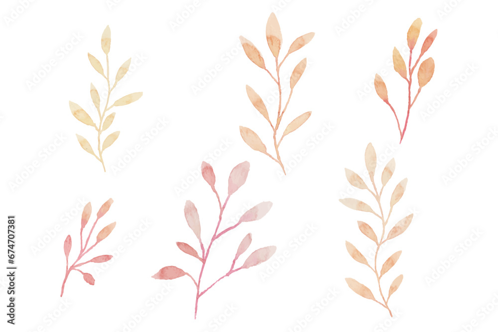 Watercolor leaves illustration set - green leaf branches collection for wedding, greetings, stationary, wallpapers, fashion, background. olive, green leaves, Eucalyptus etc	