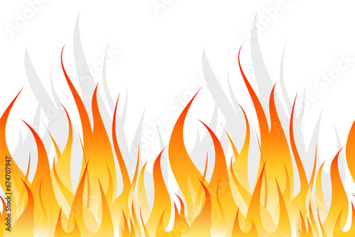 Illustration of burning bonfire on the white background. Red burning flame. 