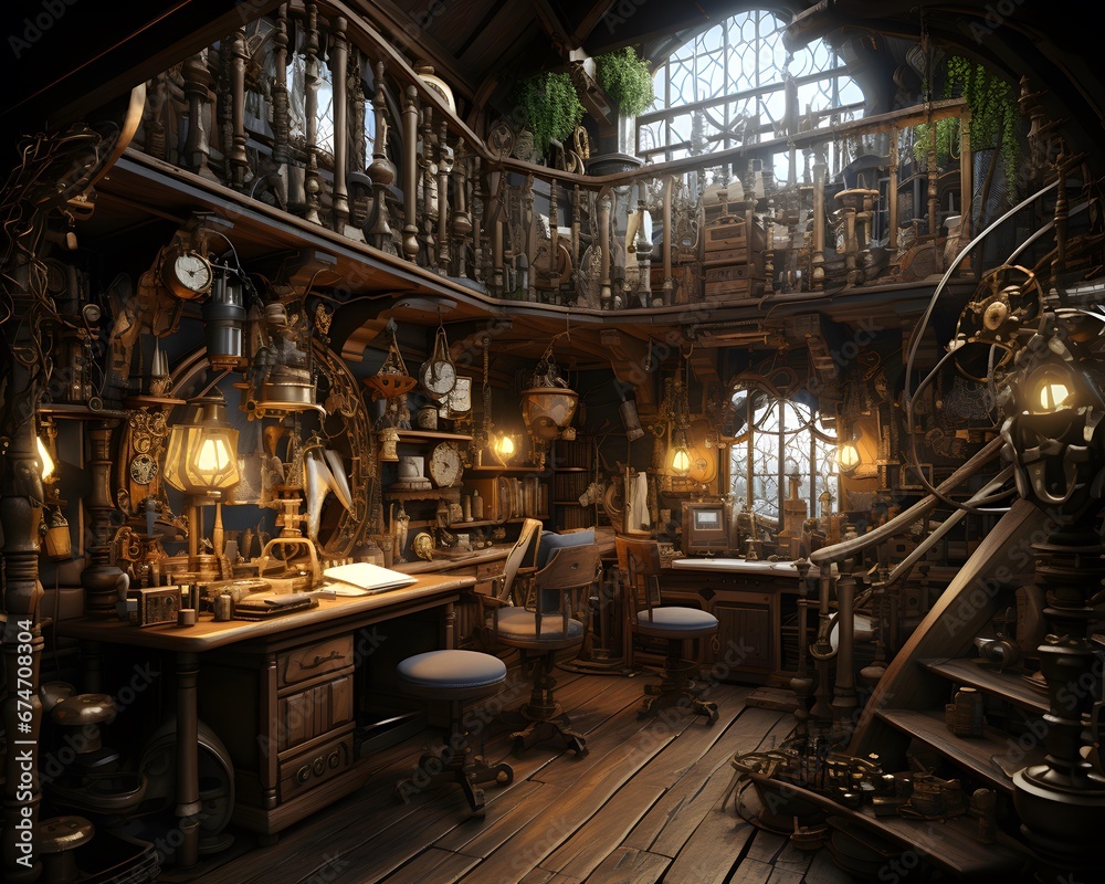 3D rendering of a fairy tale scene in a fantasy world.