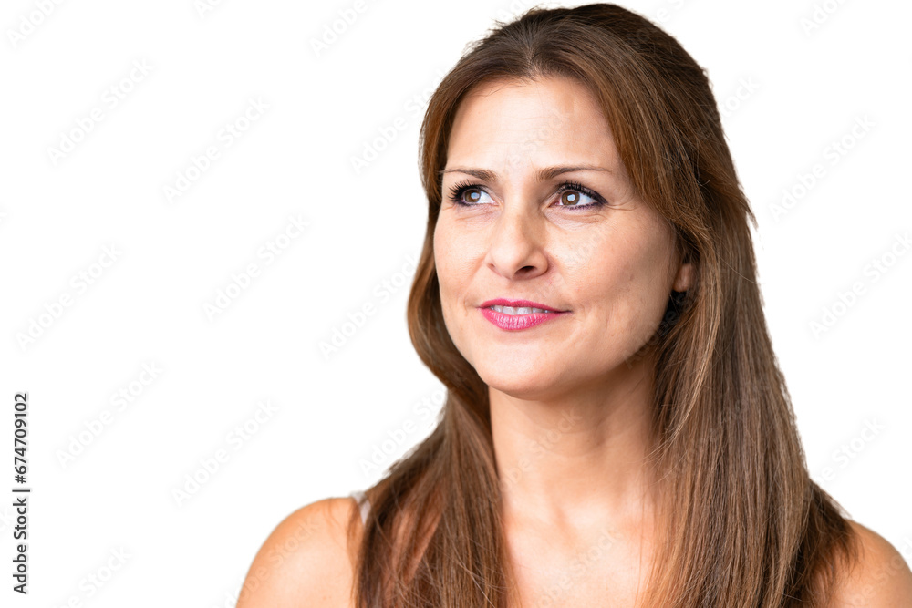 Middle age woman over isolated background . Portrait Middle age woman over isolated background . Portrait