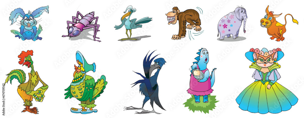 Drawing and Cliparts of miscellaneous animals creative clipart and cartoons etc - compendium vector illustrations editable best art design for multipurpose use in high definition format