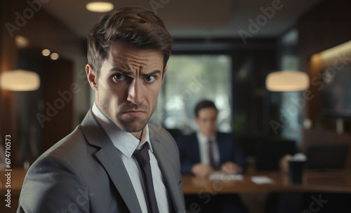 Business man not happy with the boss © ArtificialIntel 