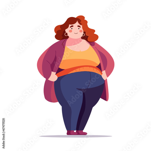 Принти на полотні Fat WOMEN with a big belly worries FLAT CHARACTER