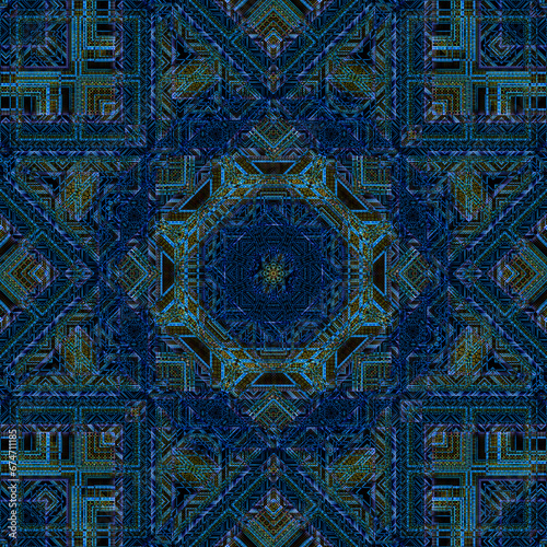 Abstract Geometric shapes geometric motif artsy pattern background. Modern geo fabric diamond design textile swatch ladies dress, man shirt all over print block. blue palette.
