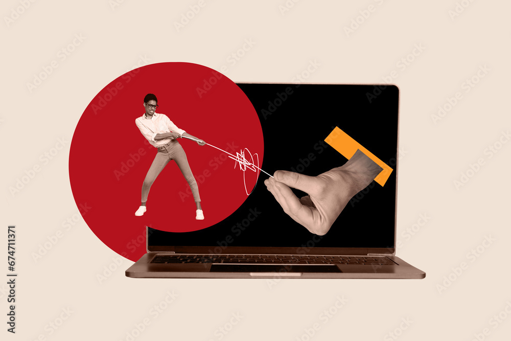 Exclusive magazine picture sketch collage image of purposeful worker ...